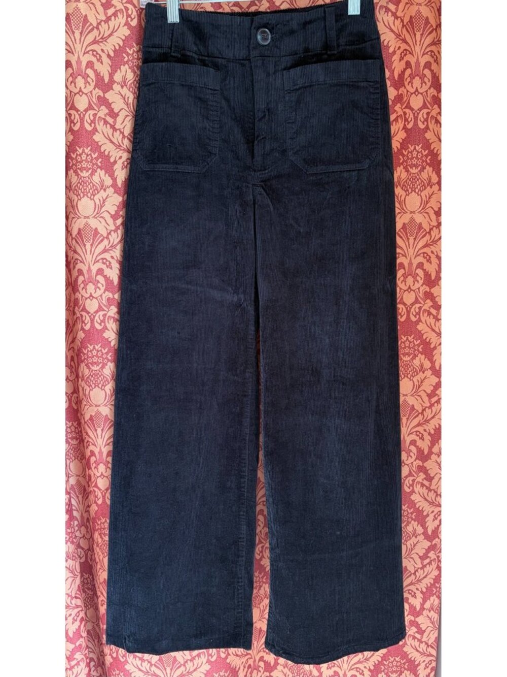 Maeve Anthropologie Colette Corduroy Wide Leg Pants Black Size 25 Hemmed